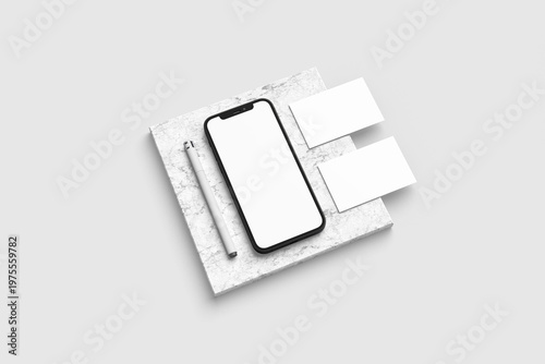 Phone and card with blank surface
