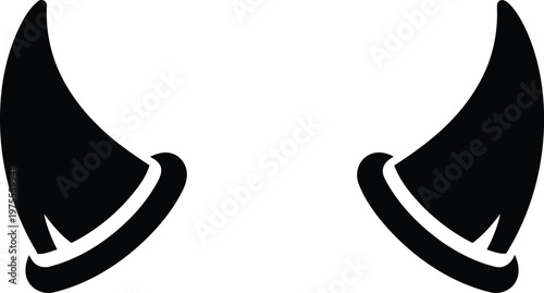 Black Silhouette Devil Horns Icon Isolated On White Background For Halloween Costume Design Elements Graphic