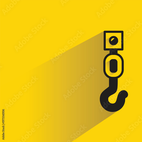 pulley crane hook icon on yellow background