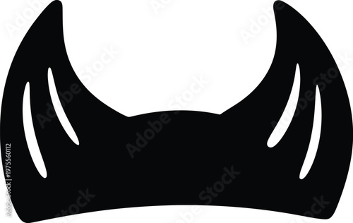 Black devil horns silhouette icon isolated on white background for halloween costume and graphic design