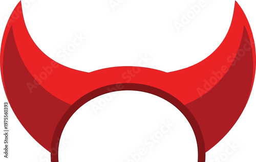 Red devil horns isolated icon for halloween costume party character design and spooky graphic art