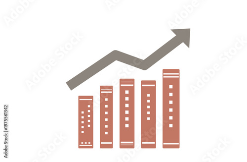Rising arrow and books business icon set