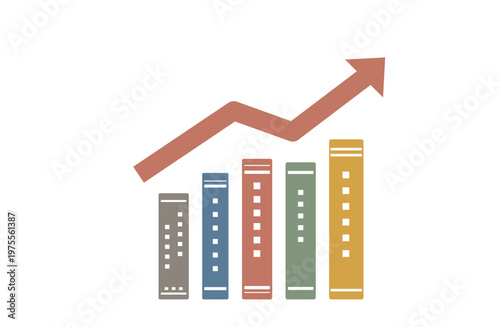 Rising arrow and books business icon set