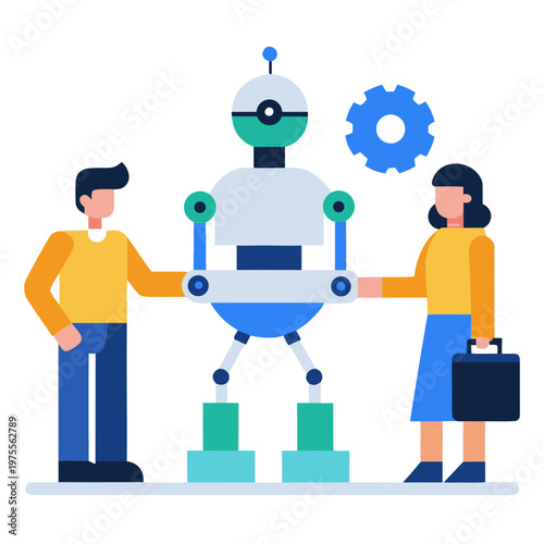 AI Automation Replacing Human Jobs Concept White Background 
