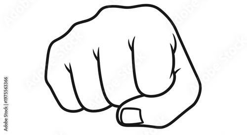 Simple black and white line drawing of a clenched fist on a white background