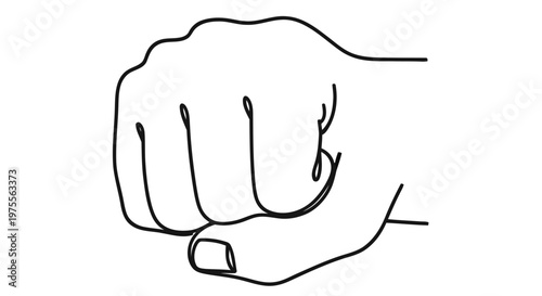 Simple line drawing of a clenched fist facing forward with fingers curled