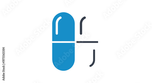 Medical design of a capsule with mathematical symbols suggesting scientific processes