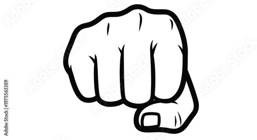 Black and white illustration of a clenched fist symbolizing strength and resistance