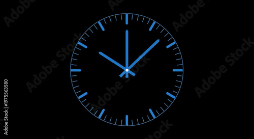Minimalist Blue Clock Face Displayed Against a Dark Background Representing Time