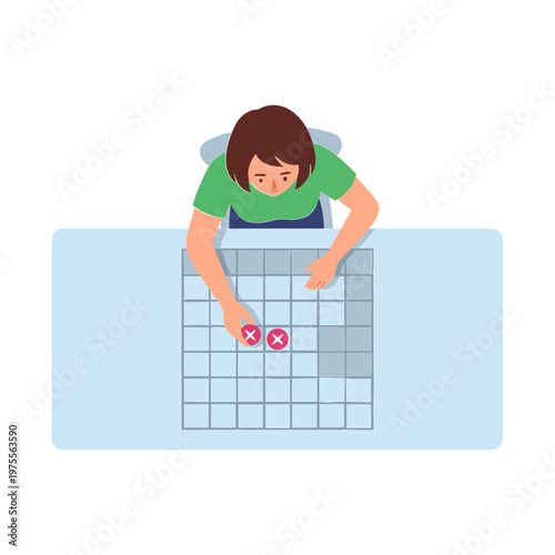Woman playing puzzle game on table indoors