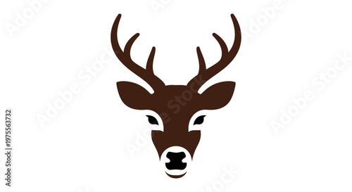 Minimalist deer illustration in brown color on white background ideal for nature designs