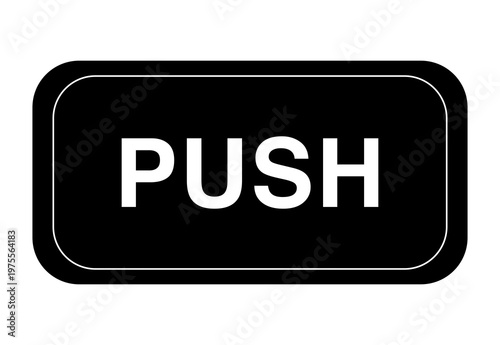 White PUSH door sign icon, flat vector illustration for entrance instruction