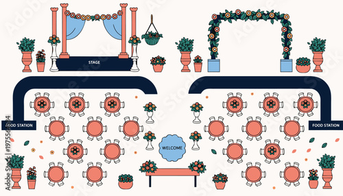 Wedding Venue Layout Plan with Seating Arrangement