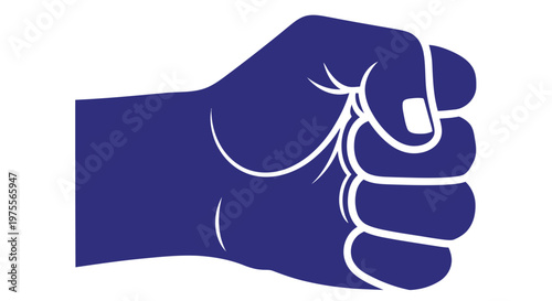A blue silhouette of a clenched fist representing strength and solidarity