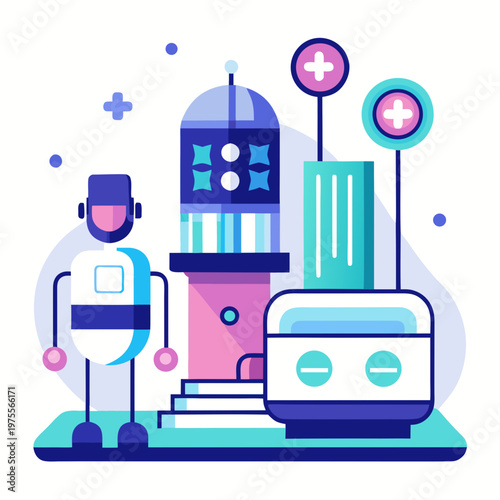 AI Powered Healthcare Futuristic Hospital White Background