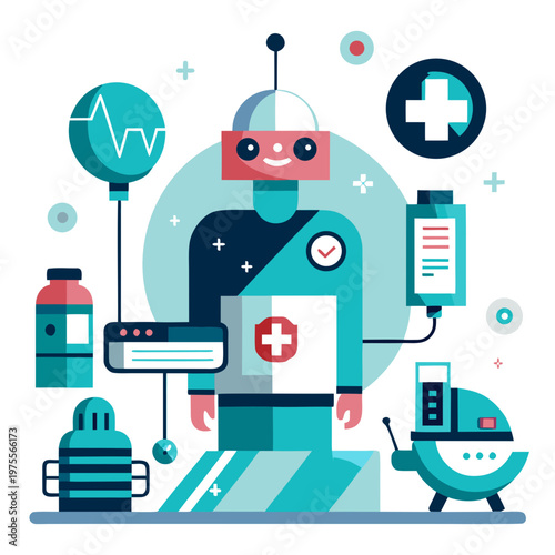 AI Powered Healthcare Futuristic Hospital White Background