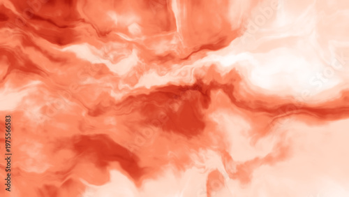 Abstract Red and Coral Liquid Ink Texture Background with Soft Marble Swirls