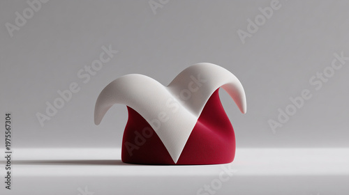 Jester hat photorealistic minimalist studio setup white background