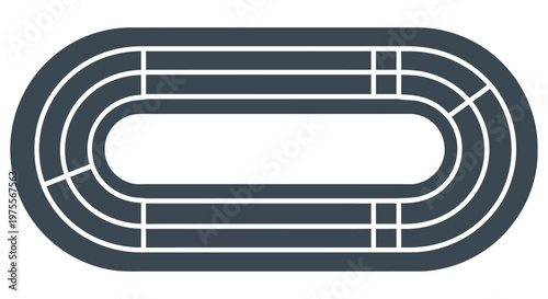 Simple illustration of a running track viewed from above in dark blue