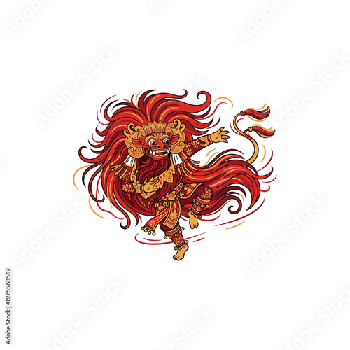 Chinese Lion Dance Performance Artwork.