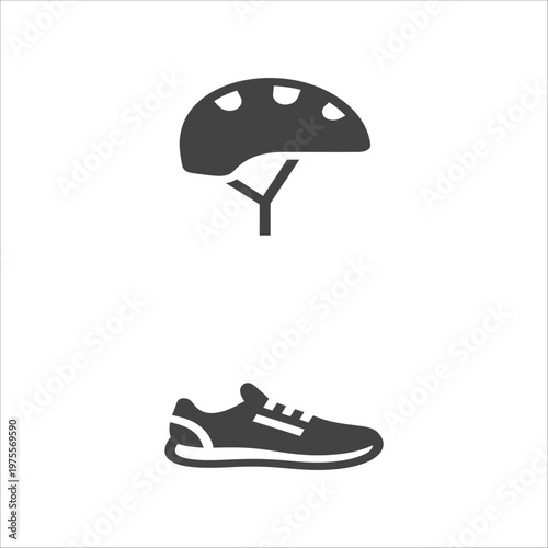 A simple vector illustration of red and white mushrooms growing in green grass, styled like a cartoon forest fungus icon