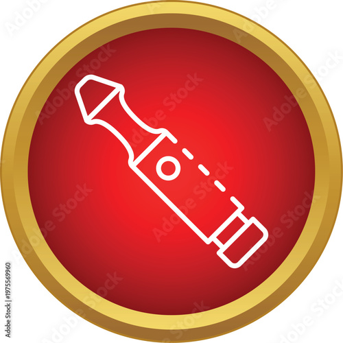 Electronic cigarette or e cigarette device outline icon on a red background