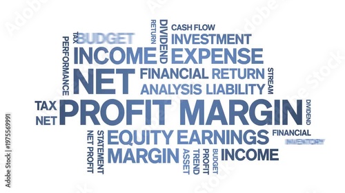 Net Profit Margin animated word cloud-text design animation tag kinetic typography seamless loop.
