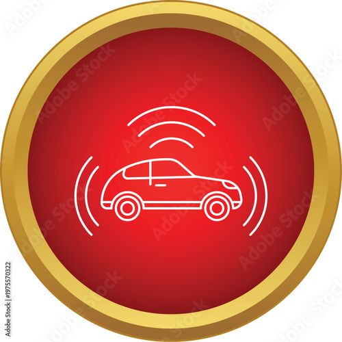 Autonomous car icon transmitting and receiving signals for smart driving