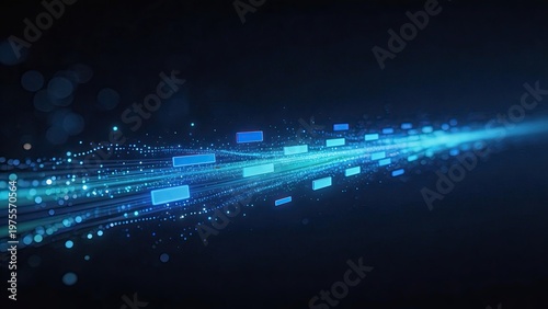 Abstract digital data stream with glowing blue particles futuristic technology background network connection concept cyber security visualization big data flow internet speed