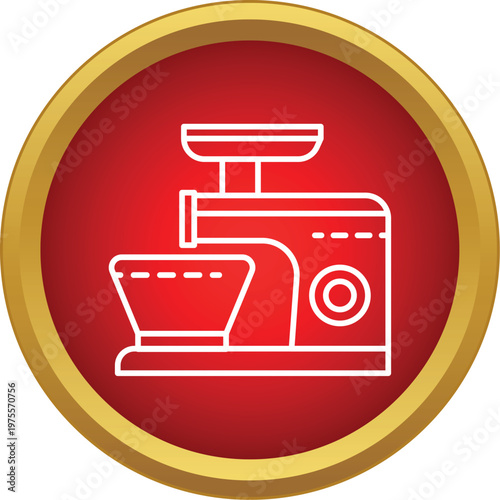 Kitchen appliance outline illustrating food preparation in a red circle