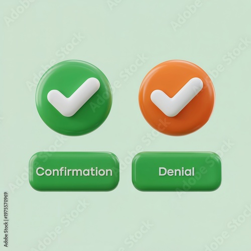 A graphic illustration of confirmation and denial buttons with checkmarks