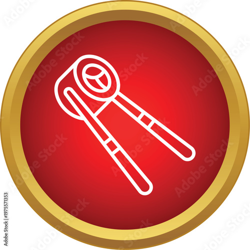 Sushi roll held by chopsticks, depicting asian food and japanese cuisine