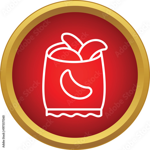 Outline icon of a potato chips bag, representing snacks and unhealthy eating