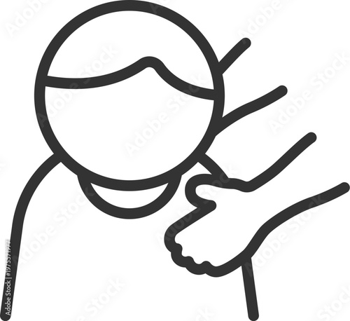 男性介護のアイコン（線画）のイラスト