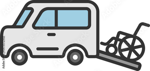 福祉車両のアイコン（線画カラー）のイラスト