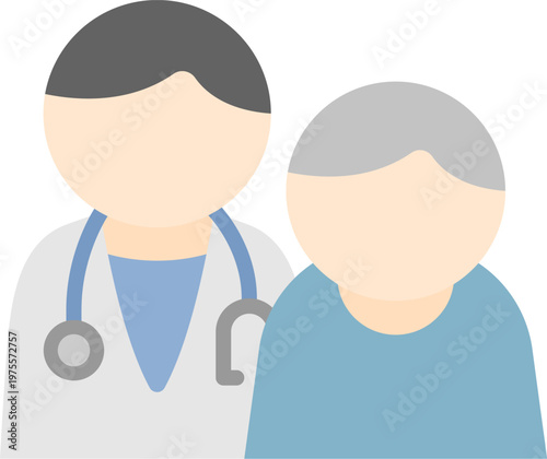 医師と高齢者のアイコンのイラスト