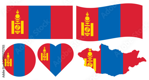 Collection of Mongolia Flag Asian Country