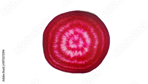 Cross-section of a vibrant red and white beet with concentric rings, isolated on transparent background