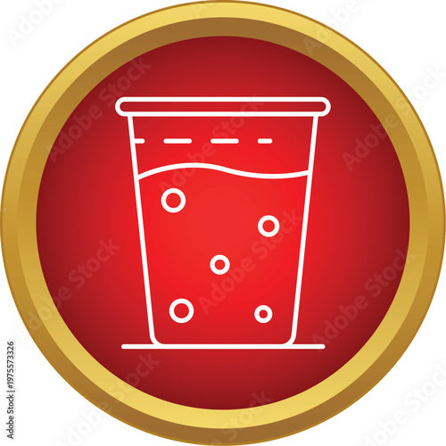 Outline drawing of a carbonated drink in a cup with bubbles