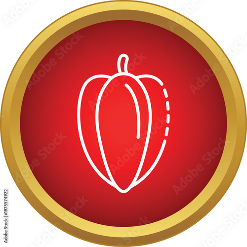 Bell pepper outline in a red circle creating a food ingredient icon