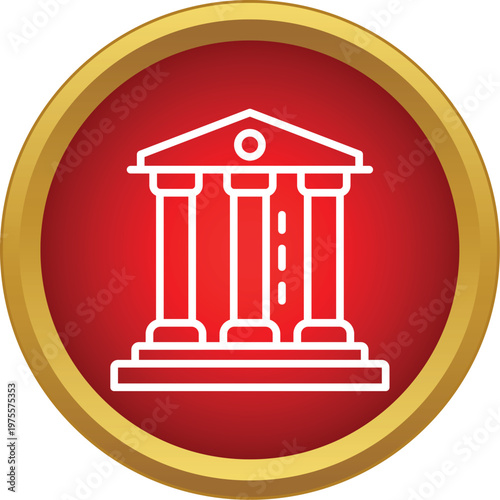 Line icon of a classical building with columns, symbolizing institution, authority, and wealth