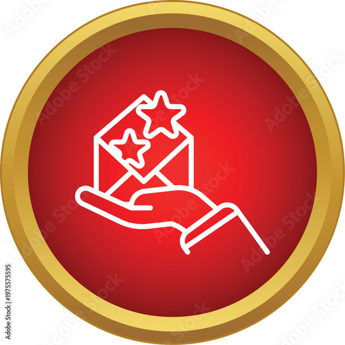 Hand holding an open envelope displaying two stars, symbolizing positive rating