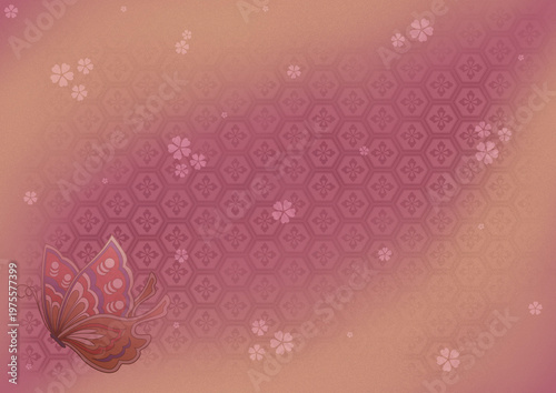 シームレス画像　春　桜　蝶