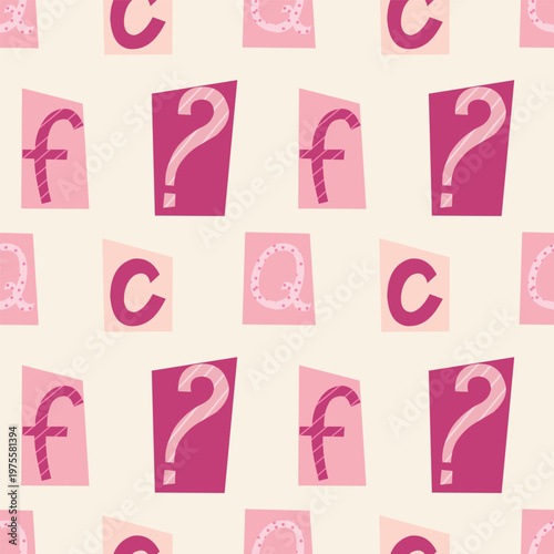 Pink Collage Alphabet Seamless Pattern