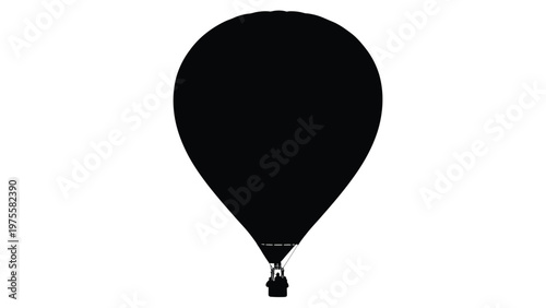 Large hot air balloon floating in the sky silhouette isolated on a plain white background view