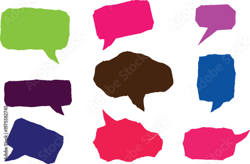 Colorful Torn Paper Speech Bubbles Collection