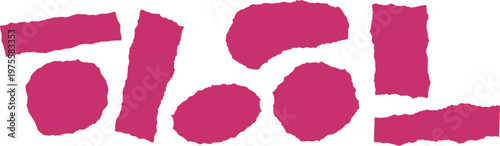 Pink Torn Paper Shapes, Abstract Background Elements