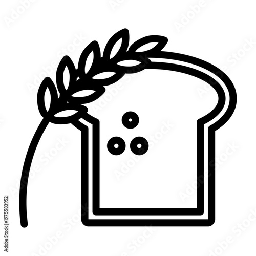 Whole Grain Toast Vector Line Icon Design