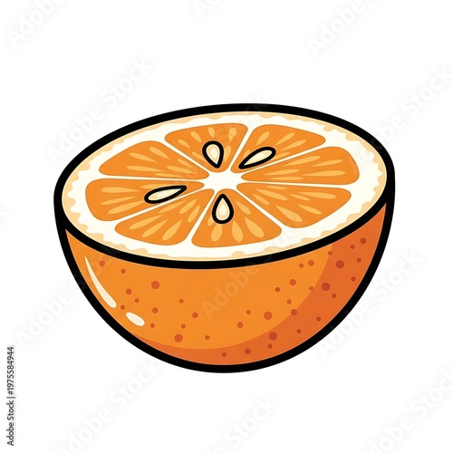 Fresh Orange Half Showing Juicy Slices and Seeds
