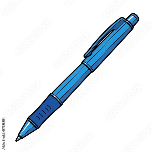 Blue Pen with Durable Click Mechanism for Writing